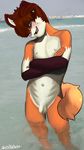  2016 anthro armpits balls blush canine child cub digital_media_(artwork) foxmilkshake fur hair looking_at_viewer male mammal nipples nude open_mouth penis smile solo young 