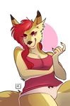  anthro canine clothed clothing coyote female happylittlecloud looking_at_viewer mammal simple_background sitting smile solo 
