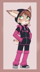  amanda_scratch backpack blush brown_hair candy candy_cane child clothed clothing cub edit feline female food footwear fur green_eyes hair hi_res hoodie lynx mammal passpartou pink_nose shoes short_tail solo whiskers young zipper 