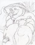  alcohol balls bear beverage blush circumcised drunk dudebulge erection food hat humanoid_penis looking_at_viewer male mammal monochrome mostly_nude musclegut navel nipples open_mouth outside overweight_male panda pandaren pencil_(artwork) penis reclining short_penis signature solo traditional_media_(artwork) video_games warcraft 