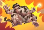  ape dragon_ball erection eyes_closed fangs feet floating fur fur_growth goku k_wakaduru male mammal moon nipples nude oozaru open_mouth overweight penis precum primate solo sweat transformation uncut vein 