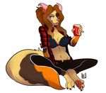  alcohol anthro beer beverage bra breasts brown_eyes brown_fur brown_hair claws clothed clothing feline female food fur hair half-closed_eyes happylittlecloud looking_at_viewer mammal navel open_mouth pawpads pinky_out simple_background sitting smile solo spread_legs spreading underwear white_background 