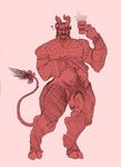  &lt;3 balls belly_hair big_penis bottomless clothed clothing cup demon dogfu ear_piercing flaccid hairy horn invalid_tag jingle_bell krampus long_tongue male mature_male monster penis piercing pointy_ears pubes ribbons sweater tongue tongue_out tongue_piercing 