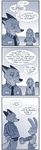  2016 absurd_res anthro blueberry_(fruit) canine clothed clothing comic dialogue disney duo english_text female food fox fruit hi_res july_hopps_(mistermead) lagomorph male mammal mistermead monochrome nick_wilde police_uniform rabbit simple_background speech_bubble text uniform zootopia 