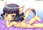  2016 aria_(little_tails) bbmbbf bed bedroom blush butt cat feline female flat_chested inviting little_tails looking_at_viewer mammal palcomix solo 