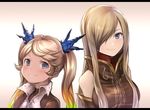  blonde_hair blue_eyes blush breasts brown_hair closed_mouth crossover granblue_fantasy green_hair hair_over_one_eye io_euclase letterboxed long_hair looking_at_viewer medium_breasts multicolored_hair multiple_girls orange_hair smile sukemyon tales_of_(series) tales_of_the_abyss tear_grants upper_body 