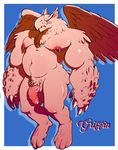  avian balls biceos big_penis claws dogfu gryphon male muscular navel nipple_piercing nipples penis piercing pubes solo vein veiny_penis wings 