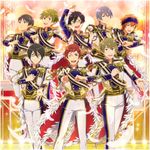  akiyama_hayato album_cover alternate_costume black_hair blue_hair blurry cape cover dramatic_stars feathers fuyumi_jun glasses green_hair high_x_joker idol idolmaster idolmaster_side-m iseya_shiki kashiwagi_tsubasa male_focus multiple_boys official_art orange_hair red_hair sakaki_natsuki sakuraba_kaoru tendou_teru wakazato_haruna 