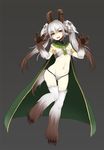 animal_ears armlet ass_visible_through_thighs baphomet_(monster_girl_encyclopedia) breasts broken_horn brown_hair cape claws double_v eyebrows eyebrows_visible_through_hair eyelashes fang flat_chest fur goat_ears goat_eyes gradient_hair green_cape green_eyes grey_background groin hair_ornament head_tilt highres hooves horns long_eyelashes looking_at_viewer monster_girl monster_girl_encyclopedia monster_girl_saga multicolored_hair navel open_mouth pale_skin panties paws pose simple_background skull skull_hair_ornament small_breasts solo standing standing_on_one_leg stomach string_panties tail terupancake two-tone_hair underwear v white_hair 
