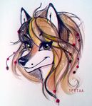  anthro canine female fox grey_background looking_at_viewer mammal sertaa simple_background sketch smile solo 