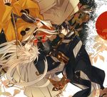  bambino black_hair japanese_clothes katana kogitsunemaru male_focus mikazuki_munechika multiple_boys sword touken_ranbu weapon white_hair 