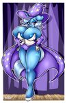  2016 anthro anthrofied areola big_breasts blue_hair border breasts cape clothed clothing cutie_mark ep777 equine eyelashes female friendship_is_magic gloves hair half-closed_eyes hat hi_res horn huge_breasts looking_at_viewer mammal multicolored_hair multicolored_tail my_little_pony purple_eyes smile solo trixie_(mlp) two_tone_hair unicorn white_border wizard_hat 