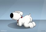  black_eyes black_nose brian_griffin butt canine collar dog english_text family_guy johnofe looking_back mammal nude pose solo text 