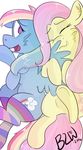  blue_feathers bow2yourwaifu_(artist) clothing cuddling cutie_mark equine feathered_wings feathers female feral fluttershy_(mlp) friendship_is_magic hair horse kissing legwear long_hair mammal multicolored_hair my_little_pony pegasus pink_hair pony rainbow_dash_(mlp) rainbow_hair rainbow_socks socks wings yellow_feathers 