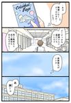  4koma animal_print bag book brown_hair comic day dolphin english niichi_(komorebi-palette) oosaki_minato original school school_uniform shirt shoulder_bag sky train_station translated white_shirt 