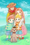  3boys anniversary bad_id bad_pixiv_id blonde_hair blue_eyes boney brothers brown_eyes brown_hair claus collar conazatou cowboy_hat dog dog_collar family father_and_son flint flower green_eyes hat hinawa husband_and_wife lucas mother_(game) mother_3 mother_and_son multiple_boys orange_hair shirt siblings striped striped_shirt twins 