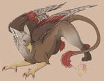  2016 avian beak female feral fluffy_ears gryphon hashire raised_butt red_sclera simple_background wings 