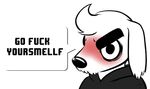 angry blush canine clothing dog dogamy fur mammal speech_bubble undertale video_games white_fur 