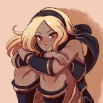  1girl blonde_hair dark_skin gravity_daze kitten_(gravity_daze) red_eyes scruffyturtles solo 