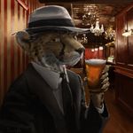  1920s alcohol beer beverage cheetah feline food hat male mammal speakeasy suit swish 