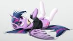  2016 clothing cutie_mark doughnut equine feathered_wings feathers female food friendship_is_magic hair hoodie horn legwear lying mammal messy_hair my_little_pony ncmares purple_feathers socks solo twilight_sparkle_(mlp) winged_unicorn wings 