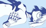  aiko_(renkin_san-kyuu_magical_pokaan) blue blue_background breasts glasses high_contrast highres medium_breasts monochrome negativezero nude renkin_san-kyuu_magical_pokaan short_hair simple_background solo vector_trace wallpaper 