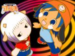  1girl animal_ears artist_request blue_hair bored cosplay gradient_hair guu happy hare hat horns jungle_wa_itsumo_hare_nochi_guu lammy_(um_jammer_lammy) multicolored_hair parappa parappa_(cosplay) parappa_the_rapper purple_hair two-tone_hair um_jammer_lammy white_hair 