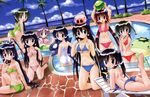  6+girls :d absurdres adjusting_clothes adjusting_swimsuit antenna_hair arched_back arm_support arm_up armpits arms_up ass ayane_(nagasarete_airantou) back ball bangs bare_back bare_legs bare_shoulders barefoot beef_jerky bent_over bikini black_hair blue_bikini blue_eyes blue_hair blue_sky blush bow braid breasts brown_eyes brown_hair bun_cover bush chair chikage_(nagasarete_airantou) cleavage cloud collarbone cow cup dolphin double_bun drink drinking dutch_angle everyone expressionless feet floor frilled_bikini frills front-tie_top fujishiro_takeshi full_body glass glasses glassrn green_bikini green_hair green_swimsuit hair_between_eyes hair_bow hair_ornament hair_ribbon halterneck hands_clasped highres hips holding inflatable_raft innertube kappa kneeling leaning_forward leg_up legs long_hair looking_at_viewer looking_back lounge_chair lying machi_(nagasarete_airantou) mei_mei_(nagasarete_airantou) michiru_(nagasarete_airantou) midriff mound_of_venus multiple_girls nagasarete_airantou object_on_head on_floor on_stomach one-piece_swimsuit open_mouth outdoors palm_tree partially_submerged pig pink_bikini plant ponytail pool poolside popsicle purple_bikini purple_hair red_bikini red_hair ribbon rin_(nagasarete_airantou) sakuya_(nagasarete_airantou) shadow shinobu_(nagasarete_airantou) shiny shiny_hair shiny_skin short_hair short_twintails side-tie_bikini sideboob sky small_breasts smile strapless strapless_bikini straw suzu_(nagasarete_airantou) swimsuit thigh_gap thighs tonkatsu_(nagasarete_airantou) toono_(nagasarete_airantou) topless tree twin_braids twintails underboob very_long_hair wading wallpaper water white_swimsuit wine_glass yukino_(nagasarete_airantou) 