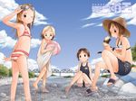  animal ball barasui beachball bikini day dengeki_moeou ferret holding_beachball ichigo_mashimaro itou_nobue john john_(ichigo_mashimaro) matsuoka_miu multiple_girls one-piece_swimsuit sakuragi_matsuri school_swimsuit striped striped_bikini swimsuit tongue wallpaper 