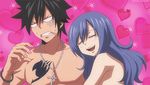  1boy 1girl animated animated_gif blue_hair fairy_tail gray_fullbuster juvia_loxar nude tattoo 