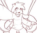  anthro asriel_dreemurr blush bottomless caprine chair clothed clothing cub cute_fangs flaccid goat high-angle_view line_art looking_up male mammal monochrome penis selfie sitting smile solo throne undertale video_games whiteleo young 