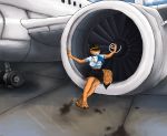  2018 airbus aircraft airplane belt black_fur black_nose blue_eyes breasts canine claws cleavage clothed clothing collarbone female fox fur jet_engine judy_reinard mammal mature_female medium_breasts oneeyedcanine orange_fur outside pilot pilot_uniform scarf sharp_claws solo uniform whiskers white_fur 