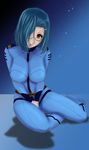  1girl blue_hair bodysuit breasts glasses hair_over_one_eye large_breasts niimi_kaoru short_hair solo uchuu_senkan_yamato uchuu_senkan_yamato_2199 