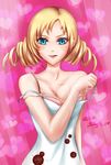  1girl blonde_hair blood blue_eyes breasts catherine catherine_(game) choker cleavage drill_hair solo 