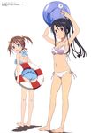  :d :o absurdres armpits arms_up ball barefoot beachball bikini black_hair blue_eyes breasts brown_eyes brown_hair casual_one-piece_swimsuit frilled_bikini frilled_swimsuit frills full_body high_school_fleet highres kneepits legs lifebuoy long_hair looking_back medium_breasts megami misaki_akeno multi-strapped_bikini multiple_girls munetani_mashiro non-web_source official_art okuda_yousuke one-piece_swimsuit open_mouth scan short_twintails side-tie_bikini simple_background smile standing swimsuit twintails white_background white_bikini 