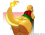  anthro bottomless butt butt_wiggle charmander clothed clothing fan_character fire foreshortening hadou inviting looking_back male nintendo pok&eacute;mon presenting presenting_hindquarters raised_tail satsui-n0-had0u scalie signature solo thick_thighs video_games 