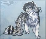 blue_eyes feline female feral frionella fur grey_fur grey_hair hair halopromise leopard mammal smile snow_leopard 