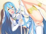  1girl anus aqua_(fire_emblem_if) ass blue_hair blush breasts crazy_eyes cum cum_in_pussy cum_trail cumdrip dancer female fire_emblem fire_emblem_if hou_(hachiyou) long_hair nintendo open_mouth pussy saliva spread_legs sweat tongue_out uncensored weapon yellow_eyes 