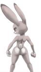  2016 anthro anus armpits blush buckteeth butt clothed clothing disney female fur half-closed_eyes hand_on_butt hi_res judy_hopps lagomorph looking_back mammal open_mouth purple_eyes pussy rabbit rear_view spread_butt spreading teeth topless zootopia 