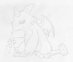  ambiguous_gender annoyed dragon featureless_crotch greyscale horn membranous_wings mizzyam monochrome pencil_(artwork) scalie sketch stalagmite standing traditional_media_(artwork) wings 