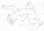  ambiguous_gender featureless_crotch greyscale looking_at_viewer mammal mizzyam monochrome mustelid nude otter pencil_(artwork) semi-anthro smile swimming traditional_media_(artwork) upside_down webbed_feet 