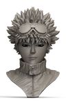  1boy 3d bust close-up closed_mouth collar emodeza_katuno eyeliner face goggles jacket looking_at_viewer murata_mizuki muteki_no_hito portrait profile short_hair simple_background solo spiked_hair upper_body white_background 