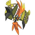  feathers gen_7_pokemon highres huge_mohawk mohawk multicolored multicolored_eyes official_art pokemon pokemon_(creature) pokemon_(game) pokemon_sm shield solo sugimori_ken tapu_koko 