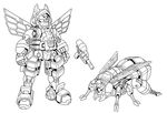  animalization autobot bee bug bumblebee greyscale gun insect insignia kamizono_(spookyhouse) machinery mecha mechanical_wings mechanization monochrome no_humans redesign robot smile transformers weapon wings 