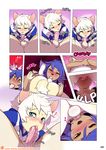  2016 69_position anthro backsack balls blonde_hair blue_hair blush brown_fur brown_nose butt canine clothing comic dean_(character) deep_throat duo english_text erection fellatio fox fur girly hair hi_res hoodie jay_(character) looking_back male male/male mammal open_mouth oral patreon penis saliva sex shirt simple_background text tokifuji wide_hips yellow_eyes yellow_fur 