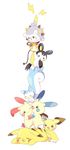  :o ;3 arm_up black_eyes blush_stickers cheek_press dedenne emolga gen_1_pokemon gen_2_pokemon gen_3_pokemon gen_4_pokemon gen_5_pokemon gen_6_pokemon gen_7_pokemon highres leg_up lightning_bolt looking_at_another looking_down looking_up lying mei_(maysroom) minun no_humans on_head on_stomach open_mouth pachirisu pichu pikachu plusle pokemon pokemon_(creature) signature simple_background smile standing standing_on_one_leg togedemaru trait_connection white_background 
