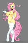  &lt;3 2016 absurd_res anthro anthrofied big_breasts breasts clothing collar colored dialogue english_text equine female fluttershy_(mlp) friendship_is_magic hair hand_behind_back hi_res legwear long_hair looking_at_viewer mammal my_little_pony nipples open_mouth pegasus pink_hair scorpdk solo text thigh_highs wings 