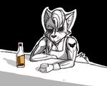  2016 alcohol beverage black_and_white canine clothing dark dog_tags food fox fox_mccloud fur hair male mammal monochrome nintendo simple_background solo star_fox tatto video_games xxtheoneguyxx 