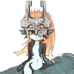  370ml female fur grin hair humanoid imp looking_at_viewer mask midna navel nintendo not_furry orange_hair red_eyes simple_background sitting solo the_legend_of_zelda thick_thighs twilight_princess video_games white_background 