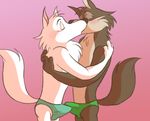  balls blush bulge butt canine clothed clothing crossdressing disney duo erection gary_(zootopia) hug kissing knot ladysomnambule larry_(zootopia) making_out male male/male mammal panties penis penises_touching swordfighting underwear wolf zootopia 